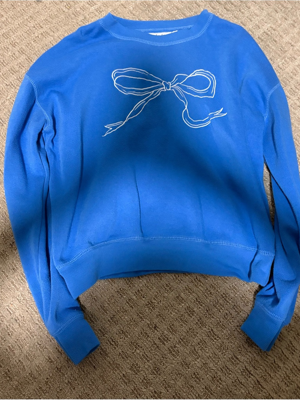 Women's Blue Bow Graphic Pullover Sweatshirt